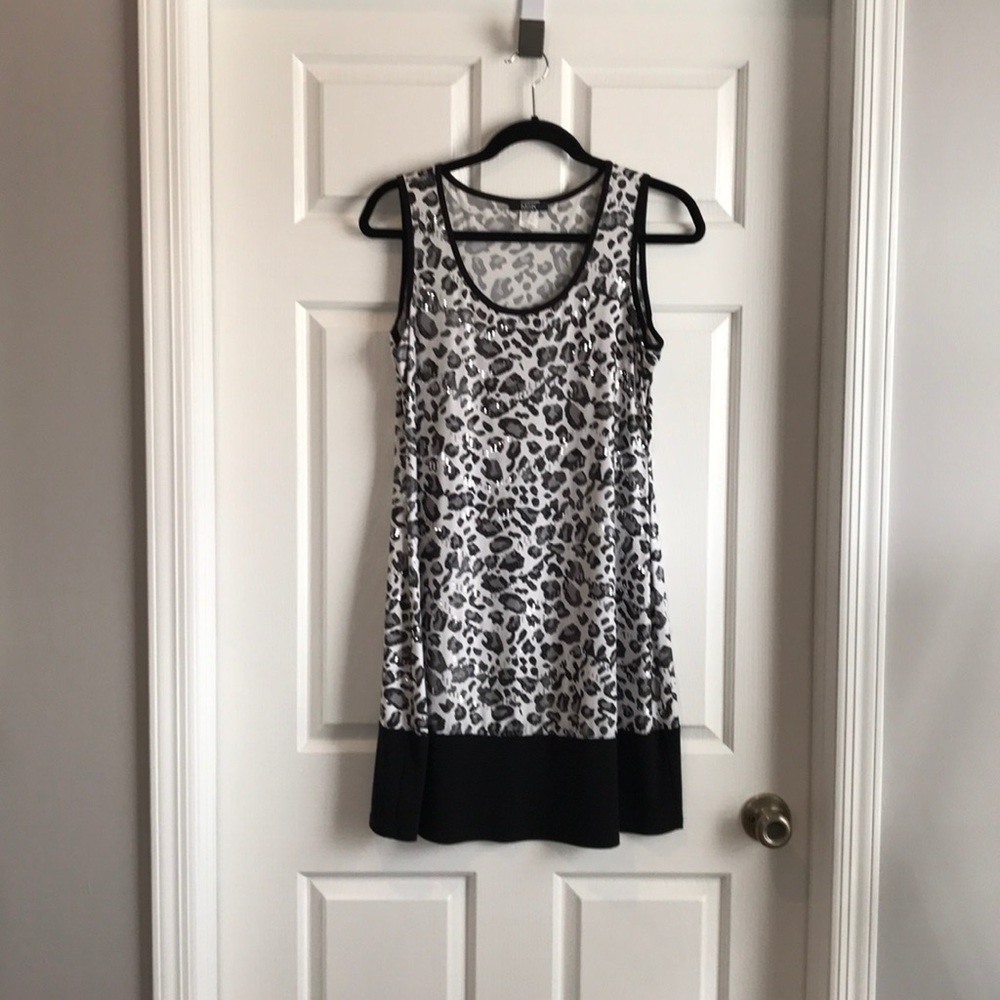 Black, white, and grey leopard sparkle tank dress